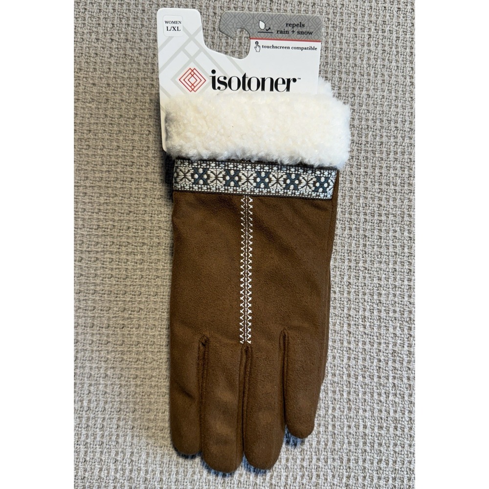 isotoner Women's Gloves L/XL Repels rain/snow touchscreen compatible NEW